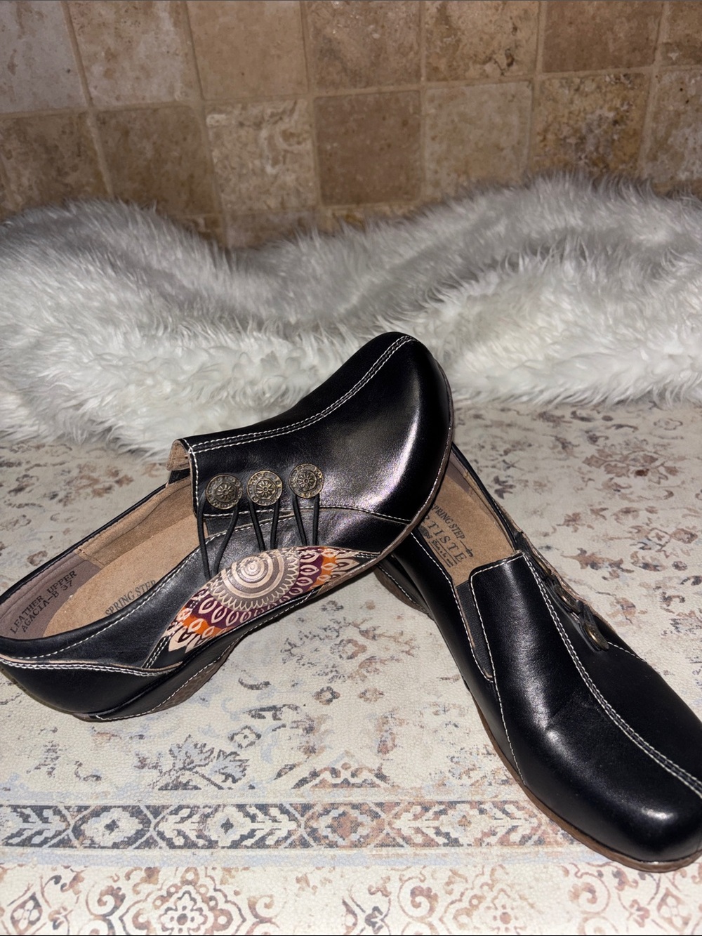 L'Artiste Spring Step Agacia Slip-On Leather Shoe Mules Loafers Women’s 6 6.5
